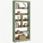 Raamatukapp - HOMCOM - 6 riiulit - 6 avarat sahtlit - puit - 76x24x180cm - naturaalne puit ja roheline