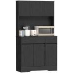 Buffet k&ouml;&ouml;gikapp t&ouml;&ouml;pinnaga, 6 ust, k&otilde;rge panipaik riiulitega, must 100 x 38 x 180 cm must