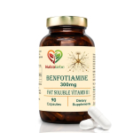 NutraLiebe Benfotiamiin 300 mg - Rasvlahustuv B1-vitamiin n&auml;rvide tervise toetuseks, 90 kapslit