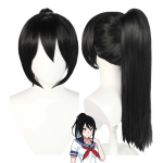 Must sirge pikk hobusesaba parukas (Naiste omad) Halloweeni peom&auml;ng: &ldquo;Yandere Simulator&rdquo; Aishi Ayano Cosplay black