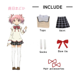Kaname Madoka Akemi Homura Cosplay Kost&uuml;&uuml;m Koolivorm Puella Magi Madoka Magica T&auml;iskasvanud Anime Halloweeni Kost&uuml;&uuml;mid Naised M&auml;ng S white