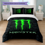 Monster Energy Tr&uuml;kiga 3-osaline tekikottide komplekt 1 tekikott ja 2 padjap&uuml;&uuml;ri Pehme voodipesu koduseks magamistoaks 180cm*210cm