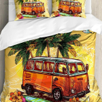 Surfikollektsioon Voodipesu Magamistoa Voodi Kodu Hippie Klassikaline Vana Buss Surfilauaga Vabadus Puhkus Tekikate Tekikate Padjap&uuml;&uuml;r 135x200cm black