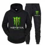 Meeste talvine kapuutsiga dressipluusikomplekt kirjatr&uuml;kiga, vabaaja pikkade varrukatega, fliisvoodriga tracksuit XXXL must