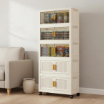 Mitmetasandiline korraldaja Suure mahutavusega Kokkupandav hoiukapp Virnastatav riidekapp 1 Tier 39CM_Multicolor beige