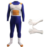 Kvaliteetne Dragon Ball Z Vegeta Zentai &uuml;likond peene t&ouml;&ouml;tlusega Jumpsuit+Gloves,Adult M blue