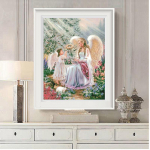 Teemantmaaling Angel Mothe & Baby Cross Stitch t&auml;isteemanttikandid n&auml;put&ouml;&ouml; 20X30CM