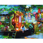 Teemantmaaling Cartoon Boat tikandite pood Ristpistes Teemantmosaiik Fairy World Lastetuba 20X30CM