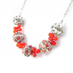 Les Tr&eacute;sors De Lily [H9872] - Collier Cr&eacute;ateur 'Sina&iuml;' rouge argent&eacute; punane
