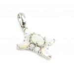 Les Tr&eacute;sors De Lily [I2615] - K&auml;sit&ouml;&ouml;na valmistatud h&otilde;bedast ripats  Goddess Opal  h&otilde;bevalge (roodiumiga kaetud) - 24x16 mm valge