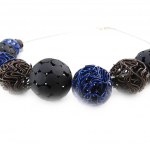 NOA [J4226] - Collier Cr&eacute;ateur 'Flora' marron bleu pruun