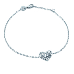 Les Tr&eacute;sors De Lily [L4627] - h&otilde;bedane k&auml;ev&otilde;ru 'Love' h&otilde;bevalge (roodiumiga kaetud) - 12x12 mm h&otilde;be