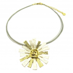 Les Tr&eacute;sors De Lily [P8430] - Collier Cr&eacute;ateur 'Acapulco' beige dor&eacute; - 8 cm beež