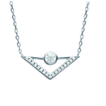 Les Tr&eacute;sors De Lily [Q4700] - Collier Argent 'Sissi' blanc argent&eacute; triangle (rhodi&eacute;) - 20x10 mm valge