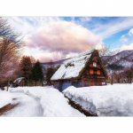 Teemanttikandid lumemajakesed maastik K&auml;sitsi valmistatud teemantmaal Ristpistes 20X30CM