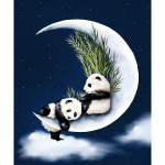 Teemantloomad 5D DIY Teemantmaal Panda Kuu peal Tikand Ristpistes Kodukaunistus 20X30CM