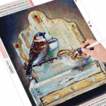 T&auml;isruudu/&uuml;mmargune teemantmaaling linnuke 5D seinakunst Teemanttikandid loomamosaiik k&auml;sitsi valmistatud kingitus Full Round 20X30CM