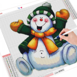 3D DIY t&auml;isruudu teemantmaaling j&otilde;ulude lumememm teemanttikandid maastik Talvine mosaiik kodukaunistus Full Round （30x30CM）