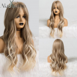 ALAN EATON Long Ombre Hele tuhkpruun Blond Laineline Parukas Cosplay Party Daily S&uuml;nteetiline Parukas Naistele K&otilde;rge tihedusega temperatuuri kiud