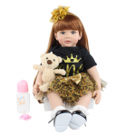BZDOLL 60 cm silikoonist Reborn Baby Doll m&auml;nguasi t&uuml;drukule, 24-tolline vin&uuml;&uuml;lprintsess v&auml;ikelapse riidest kehaga Alive Bebe dress Up Lapse s&uuml;nnip&auml;evakingitus Blue eyes, 60cm doll sinine