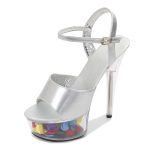 Naiste tikkp&uuml;ksid Seksikad Catwalk mudelid, 190. seeria kristalljalatsid 14,5 cm kontsaga 4,5 cm platvormiga LFD 34 valge