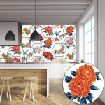 10 tk pojeng lilled kuusnurksed plaadid p&otilde;randa seinakleebis k&ouml;&ouml;k vannituba magamistuba kodukaunistus koorida ja; Kleepige veekindlad kunsti seinakleebised 20cmX23cmX11.5cm