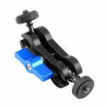 Kahekordne kuulpea kinnitus 1/4-tollise kruviga maagilise kuulpeaga 360 kraadise p&ouml;&ouml;rlemisega anodeeritud alumiinium sinine