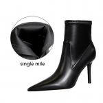 Euroopa ja Ameerika mood Seksikad &uuml;lik&otilde;rge kontsaga terava k&uuml;ljega t&otilde;mblukuga l&uuml;hikesed saapad naistele 38 soe must v&auml;rv