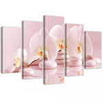 Feeby Viieosaline piltl&otilde;uenditr&uuml;kk, Orhidee kividel 100x70 roosa