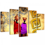 Viieosalise pildiga l&otilde;uenditr&uuml;kk Painting Africa Colorful Women 100x70 mitmev&auml;rviline