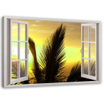 L&otilde;uendiprint Window View Palms Sunset 60x40 kollane