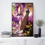 Raamita loomakunsti plakat Kaunis paabulind ja valge tuvid l&otilde;uendimaali seinakunstiga magamistoa esteetiline plakat 7.9x11.8in(20&times;30cm)
