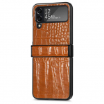 &Auml;rikrokodillinahast kaitse&uuml;mbris Samsung Galaxy Z Flip 4 5g Flip4 Flip3 Flip 3 Zflip4 kokkupandavatele &uuml;mbristele for Samsung Z Flip 3 pruun