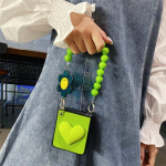 3D Armas Lilleline Telefoni&uuml;mbris Samsung Galaxy Z Flip 4 3 jaoks, kandekott, helmestest k&auml;ev&otilde;ru, crossbody kaelapael For Galaxy Z Flip 4