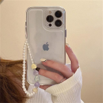 Korea Cute Pearl Heart K&auml;ev&otilde;ru l&auml;bipaistev telefoni&uuml;mbris Iphone 14 13 12 11 Pro Xs Max X Xr 7 8 Plus Se3 p&otilde;rutuskindel pehme kate For iPhone XS Max