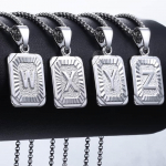 AZ Letters h&otilde;bedase v&auml;rvi v&otilde;lu ripats kaelakeed ruudukujuline pealinna roostevabast terasest kiri kaelakee unisex t&auml;hestikuga juveel A-45cm