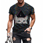 Uus suvine meeste moodne T-s&auml;rk Isiksus Peek-a-boo Kitten Prinditud meeste T-s&auml;rk Top XS must