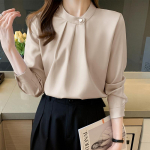 Mood s&uuml;gisene pikkade varrukatega kontori naiste pluuss&auml;rk naiste topid J189 S &scaron;ampanjav&auml;rvi