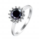 Bague Ringen S925 Sterling h&otilde;bedane s&otilde;rmus 1-karaadine moissaniidist teemant-ehted Naiste mood p&auml;evalillekujulised nelja k&uuml;&uuml;nega disainiga s&otilde;rmused 1ct No.5 sinine