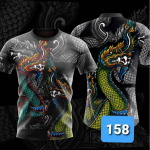 Nr.158 T-s&auml;rk uhiuus meeste naiste disainprint 3D mood T&auml;navar&otilde;ivad Thai Naga Snake King m