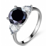 Bague Ringen Luksuslik pulmas&otilde;rmus 925 Sterlingi h&otilde;bedane 3-karaadine D-COLOR Moissanite teemant Ehted naistele Klassikaline nelja k&uuml;&uuml;nega disain 3ct No.5 must