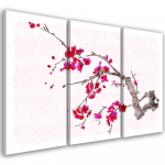 Kolmeosalise pildiga l&otilde;uenditr&uuml;kk Cherry Blossom Japan Nature 60x40 roosa