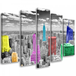 Viieosalise pildiga l&otilde;uendiprint New York City Colorful Panorama 100x70 mitmev&auml;rviline