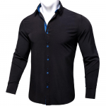 Meeste s&auml;rk T&auml;isroosa Kleits&auml;rk pikkade varrukatega Slim Fit Business Camisa Masculina vabaaja meeste Hawaii s&auml;rgid S must