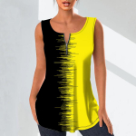 Naiste moodsad V-kaelusega s&auml;rgid vabaaja topid Naiste T-s&auml;rgid, 3D-gradientprindiga vest, suures suuruses varrukateta pluus, mantlid XS sinine