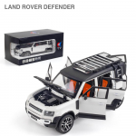 1/24 Scale Land Rover Defender maastur, metallist survevalu sulamist m&auml;nguasjad, heli ja valgusega automudel poistele, lastele, lastele, kingitustele, s&otilde;idukitele, hobidele 1/24- 21x9x8.5cm valge