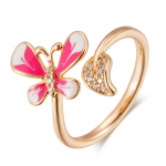 Kinel Pink Butterfly avatud otsaga s&otilde;rmus naistele Naturaalsest tsirkooniumoksiidist luksuslik ehte suurus, reguleeritav