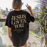 Jeesus armastab sind kristlik &uuml;lisuur T-s&auml;rk me armastame &uuml;ksteist lahtised s&auml;rgid, naised Trendikas vabaaja puuvillane esteetiline top S must