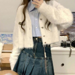 Naiste pehme kardigan kampsun l&uuml;hike avar pehme kleepuv &otilde;rn vaba vabaaja mitmek&uuml;lgne kevad- ja s&uuml;giskampsun kardigan naiste topid One Size valge