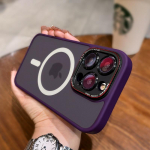 Luksuslik matt Magsafe telefoni&uuml;mbris iPhone 15 Pro Max 14 Plus 13 12 Pro Max objektiiviga kaamera l&auml;bipaistev magnetiline juhtmevaba laadimise p&otilde;rutuskindel kate For iPhone 14 ProMax tumelilla v&auml;rv